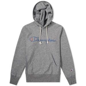 Vintage Champion Reverse Weave Hoodie Sweatshirt Gray‎ Script Logo Small Unisex